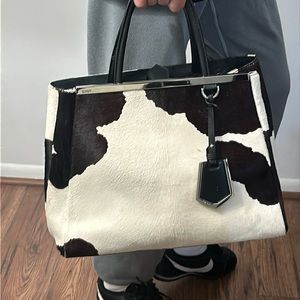 Fendi cow print 2Jours tote shoulder bag Calf Hair please look at video😍😍😍